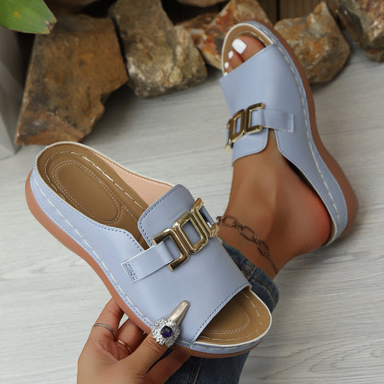 Damen Elegante und bequeme Mules mit modischen Schnallen R&B