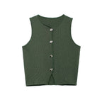 Damen ärmelloses Strickoberteil mit Knopfdetails
