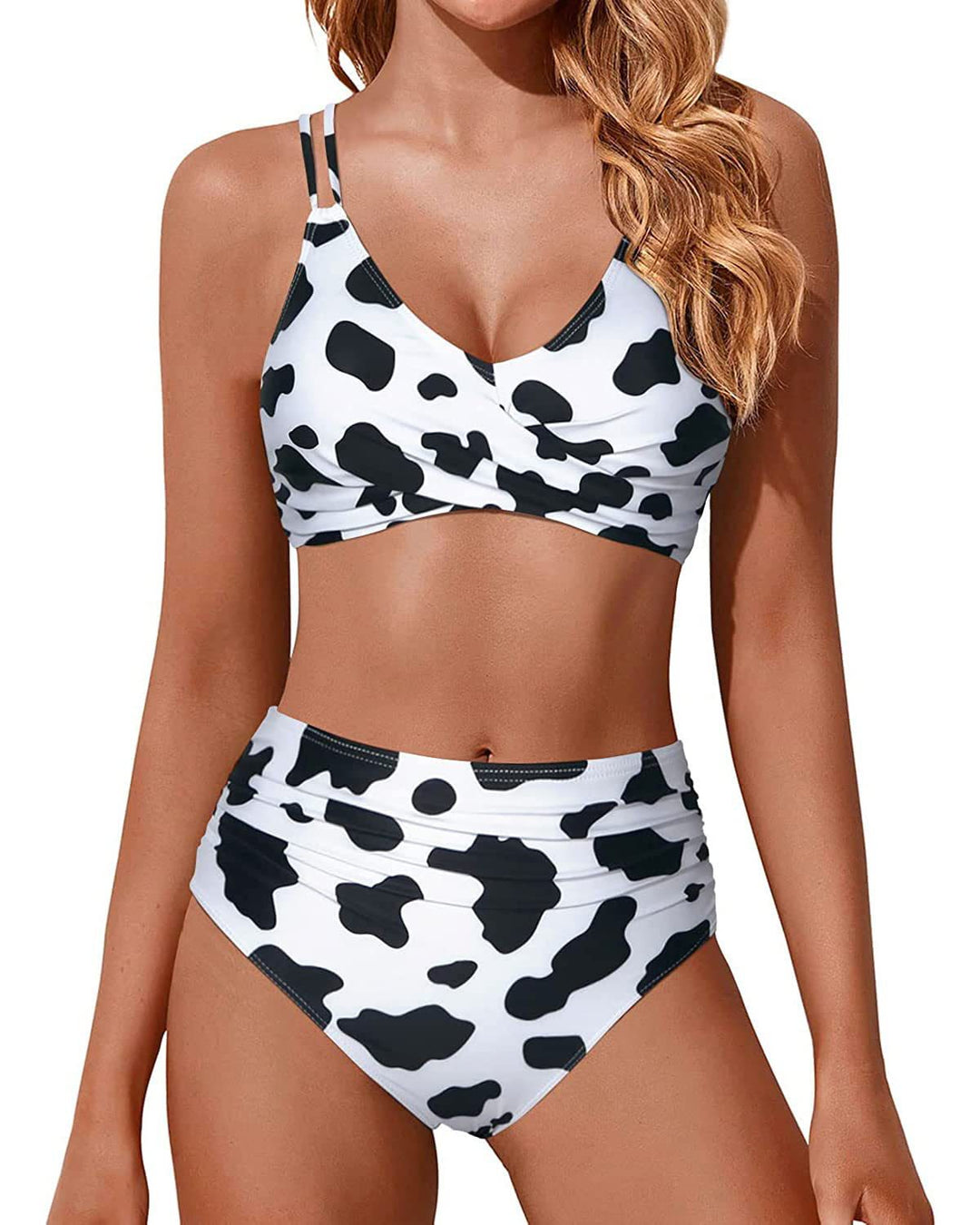 Damen Hochtailliertes Bikini-Set mit gerafftem Oberteil R&B