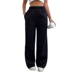 Damen Bequeme High-Waist Freizeithose mit weitem Schnitt R&B