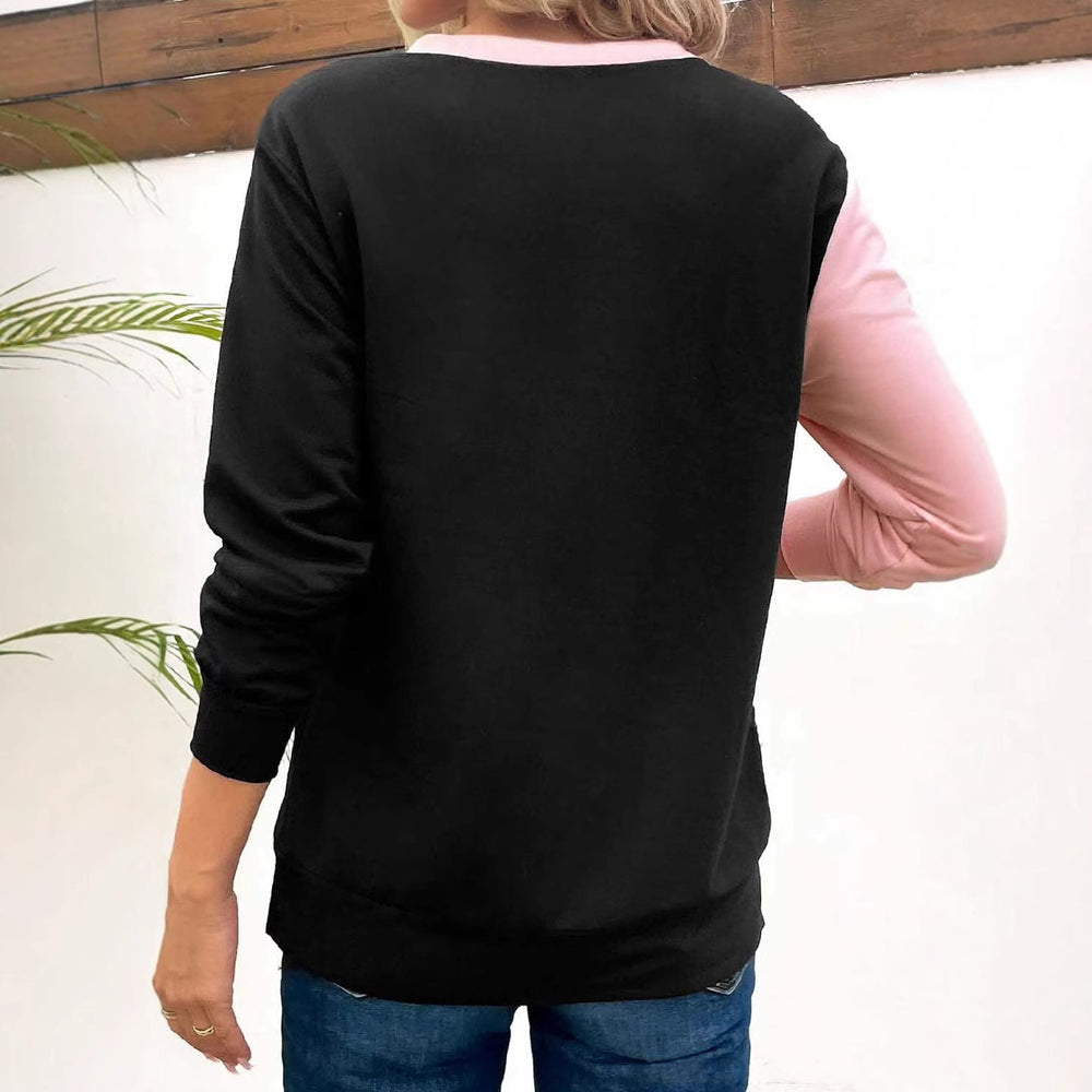 Damen lässiger Sweatshirt mit funkelndem Pailletten-Design und modernem Farbkontrast R&B