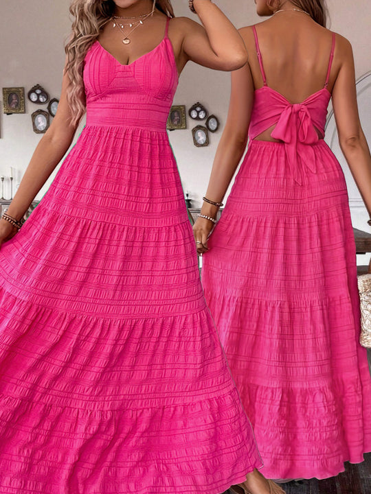 Damen Maxikleid mit schwingendem Rock und zarten Spaghettiträgern R&B