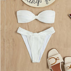 Damen Bandeau-Bikini mit modischer Raffung und hoch geschnittenem Slip R&B