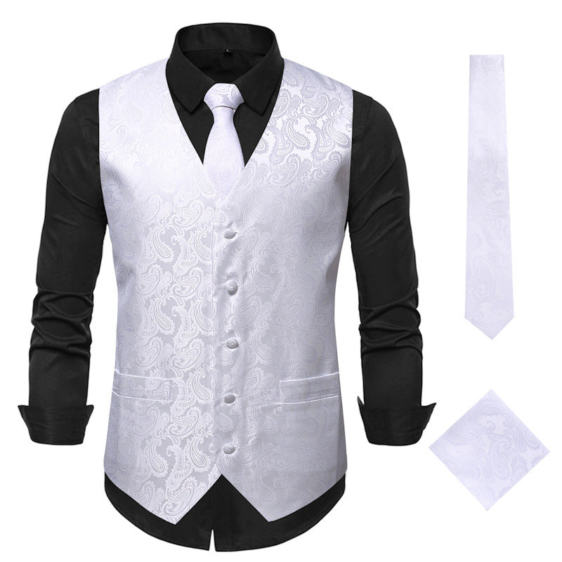 Herren elegante Weste mit feinem Paisleymuster und passendem Krawatten-Set R&B
