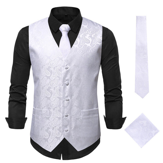 Herren elegante Weste mit feinem Paisleymuster und passendem Krawatten-Set R&B