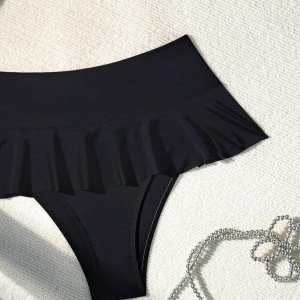 Damen Badeset mit eleganter Rüsche und hohem Taille R&B