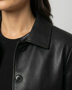 Damen Kurzjacke aus PU-Leder im Vintage Biker-Stil Schwarz