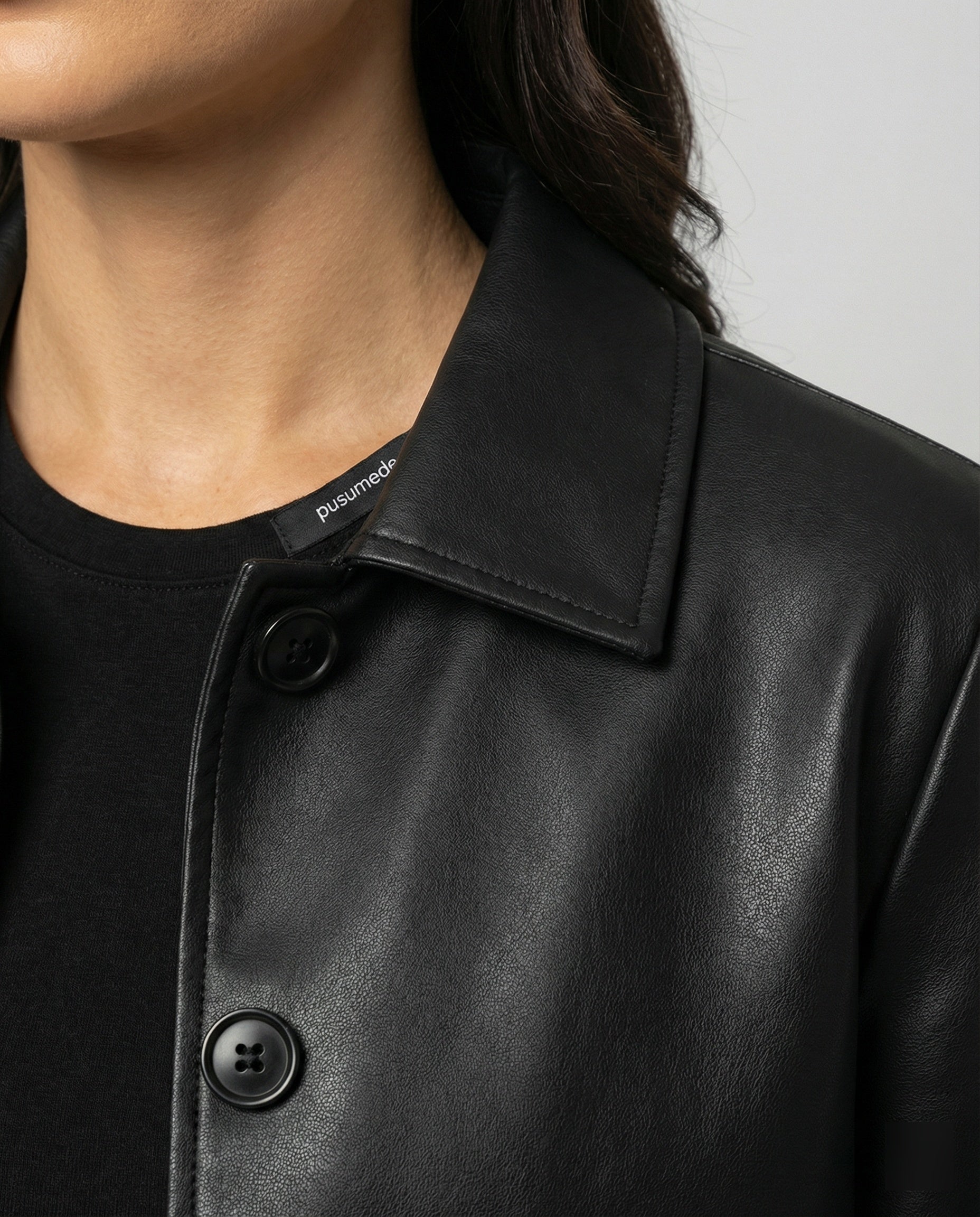 Damen Kurzjacke aus PU-Leder im Vintage Biker-Stil Schwarz