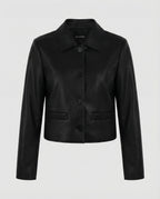Damen Kurzjacke aus PU-Leder im Vintage Biker-Stil Schwarz