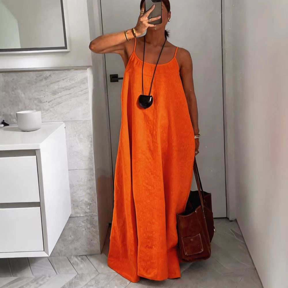 Damen luftiges Leinen-Maxikleid R&B