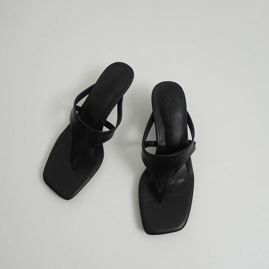 Damen elegante Zehentrenner-Pantoletten aus hochwertigem Wildleder mit bequemer Sohle R&B