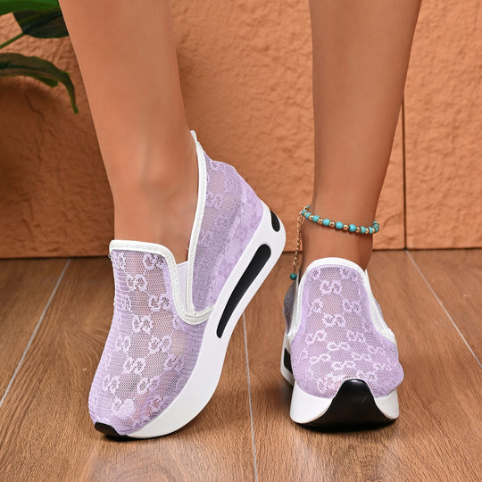 Damen Slip-On Sneakers mit floralem und atmungsaktivem Obermaterial R&B