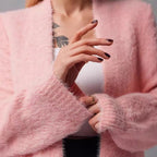 Damen Kuscheliger Strickmantel mit seitlichen Schlitzen und weitem Schnitt R&B
