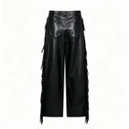 Damen Kunstlederhose mit Fransenbesatz R&B