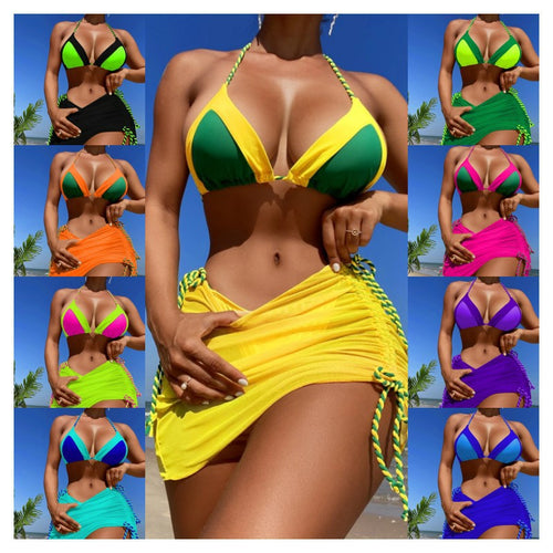 Damen Bikini-Set mit modernem Knoten-Design und figurbetontem Rock R&B