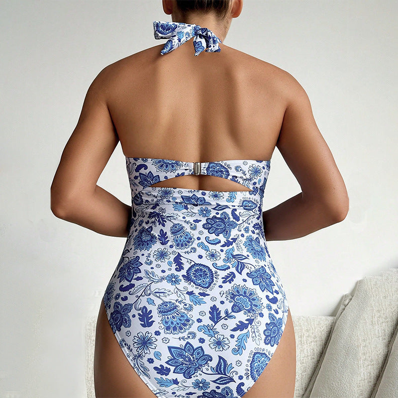 Damen Einteiler Badeanzug mit raffinierten Cut-Outs und modischem Halterdesign R&B