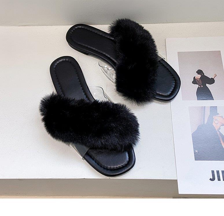 Damen Flausche Slides mit breitem Riemen R&B