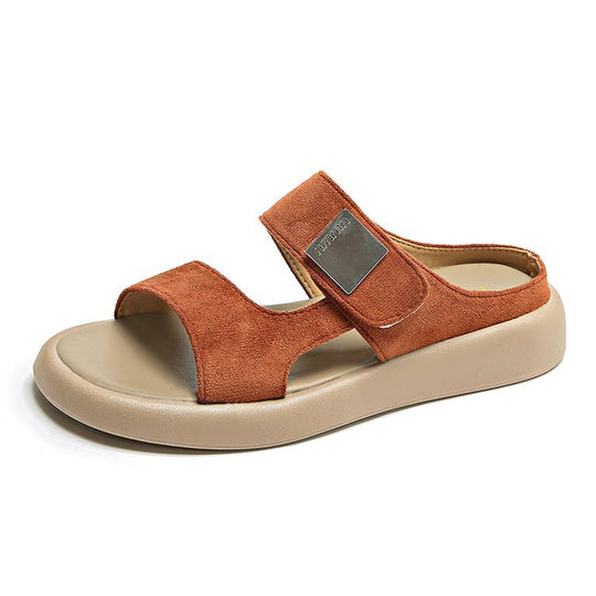 Damen bequeme Sandalen mit verstellbarem Klettverschluss und weichem Fußbett R&B