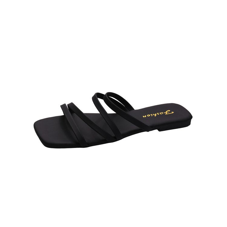 Damen flache Riemchen-Sandalen mit quadratischer Spitze R&B