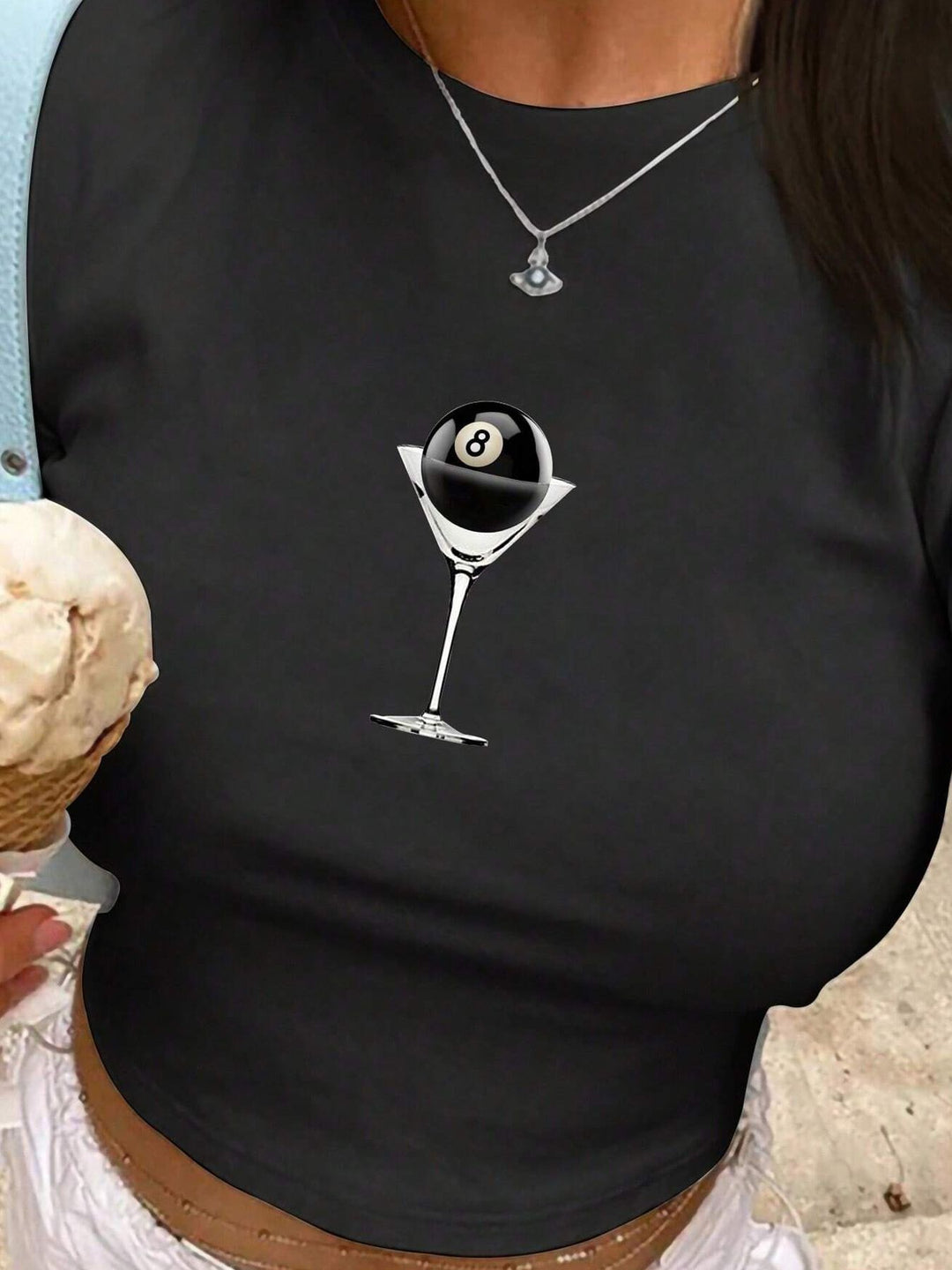 Damen Crop-T-Shirt mit künstlerischem Statementdruck R&B