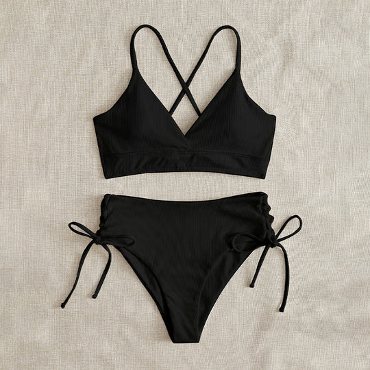 Damen Triangel-Bikini mit verstellbaren Bändern und hohen Beinausschnitten R&B