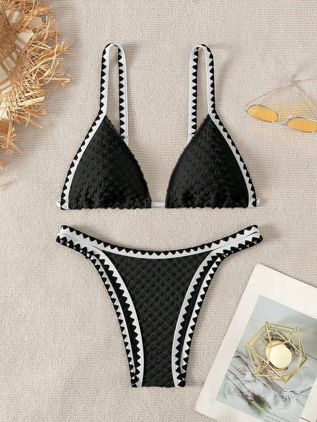 Damen Triangel-Bikini mit raffiniertem Häkelmuster R&B