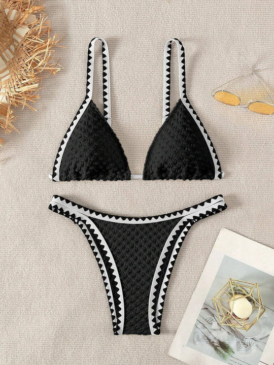 Damen Triangel-Bikini mit raffiniertem Häkelmuster R&B