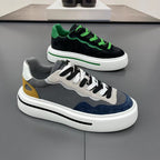 Damen modische Sneaker mit dämpfender Plattform und farblich abgesetzten Schnürsenkeln