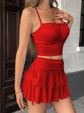 Damen Sommerliches Crop-Top und Mini-Rock Set R&B