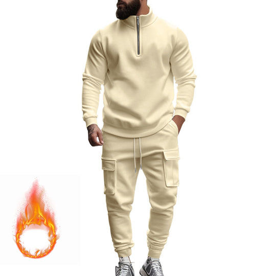 Herren sportlicher Sweatanzug mit höherem Kragen und praktischen Taschen R&B