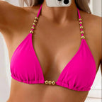 Damen Triangel-Bikini mit goldenen Akzenten und verstellbaren Trägern R&B