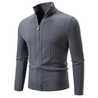 Herren eleganter Feinstrickpullover mit Stehkragen und Reißverschluss R&B