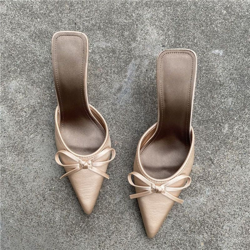 Damen elegante Slingback-Pumps mit feiner Schleifenverzierung R&B