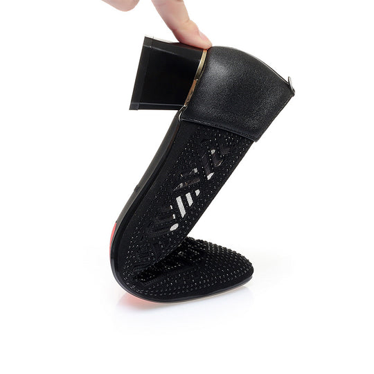 Damen Elegante Slipper mit modischem Perlenmuster und komfortablem Blockabsatz R&B