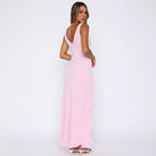 Damen Maxikleid mit tiefem Schlitz und eleganten Rüschendetails R&B