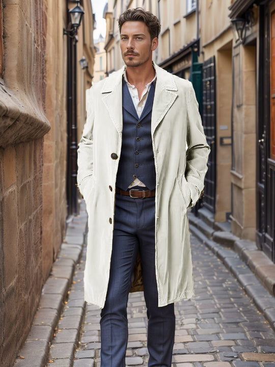 Herren eleganter Trenchcoat aus hochwertigem Gewebe mit praktischen Taschen R&B