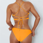Damen Bikini mit modischem Bandeau-Oberteil und verstellbaren Trägern R&B