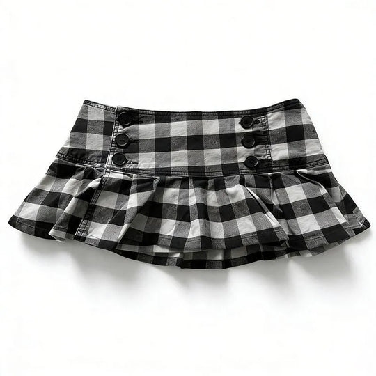 Damen Gingham Rüschenrock mit Knopfdetails R&B
