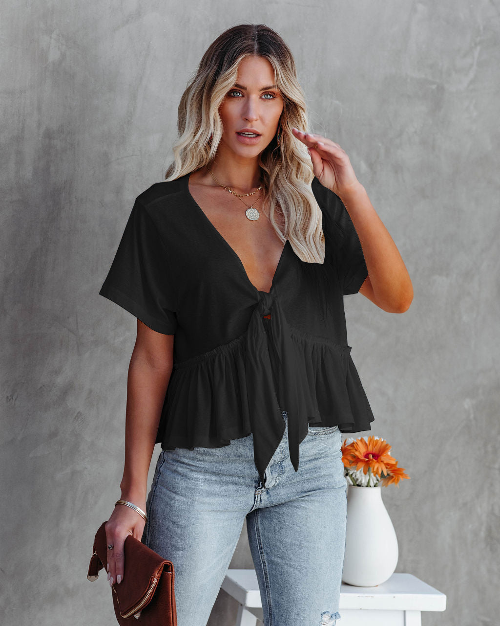 Damen Bluse mit lässigem Schnitt und Raffungen R&B