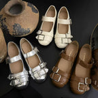 Damen Ballerinas mit modischen Schnallen und bequemer Innensohle R&B