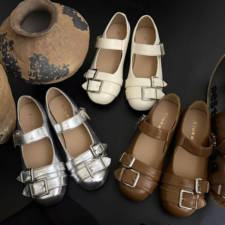 Damen Ballerinas mit modischen Schnallen und bequemer Innensohle R&B