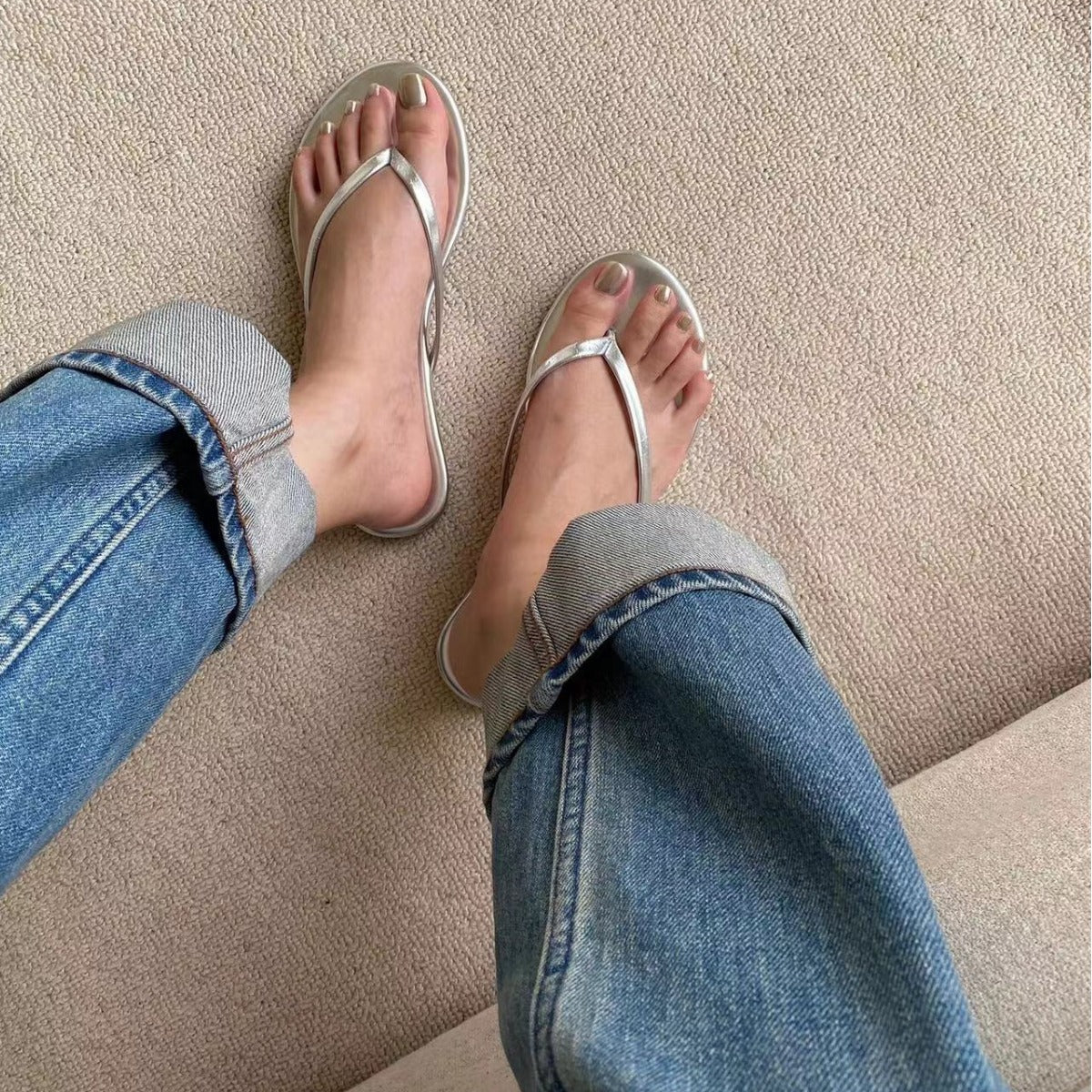 Damen Zehentrenner-Sandalen mit ergonomischem Fußbett und weichem Obermaterial R&B