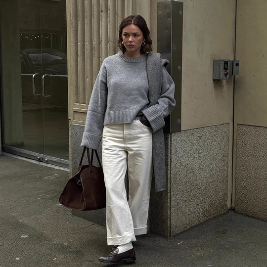 Damen gemütlicher, oversized Strickpullover R&B