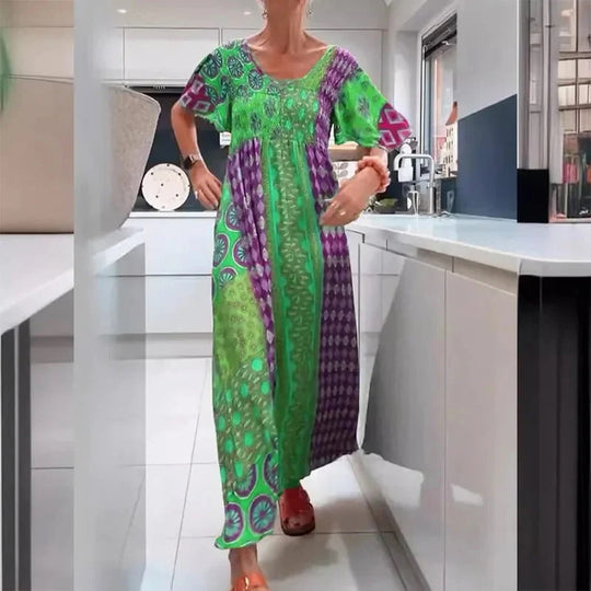 Damen Maxikleid mit buntem Mustermix und luftiger Passform R&B