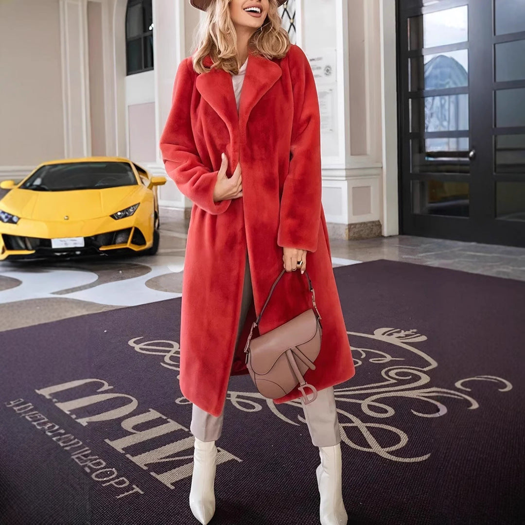 Damen Modische und kuschelige Lange Jacke aus hochwertigem Fleece R&B
