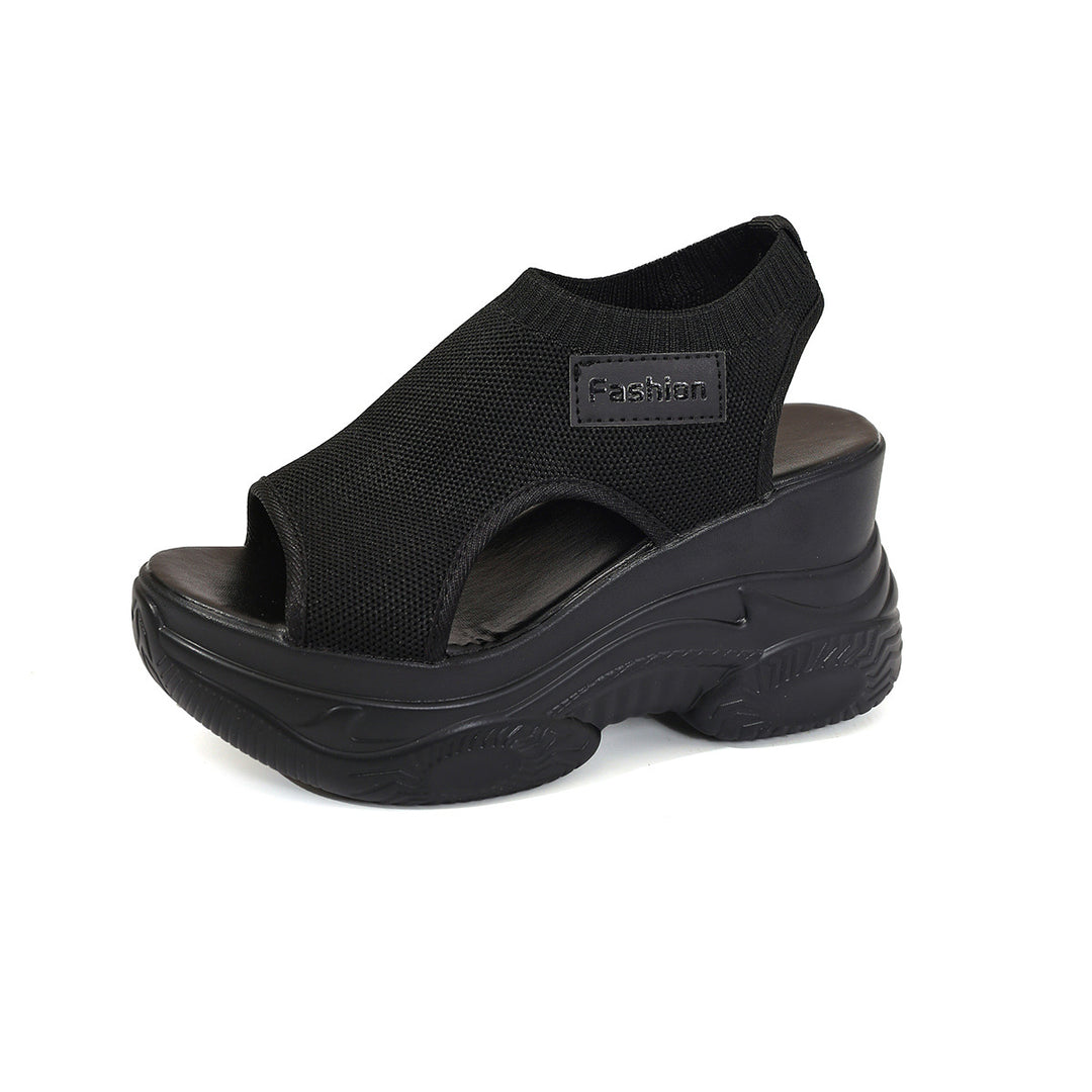 Damen Plateausandalen mit elastischem Oberschuh und modernem Design R&B