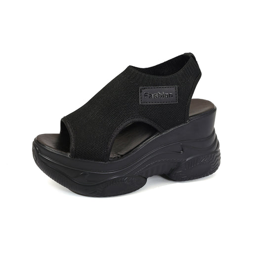 Damen Plateausandalen mit elastischem Oberschuh und modernem Design R&B
