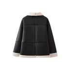 Damen angesagte Kunstlederjacke mit kuscheligem Innenfutter R&B