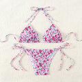 Damen Triangel-Bikini mit floralen Rüschen