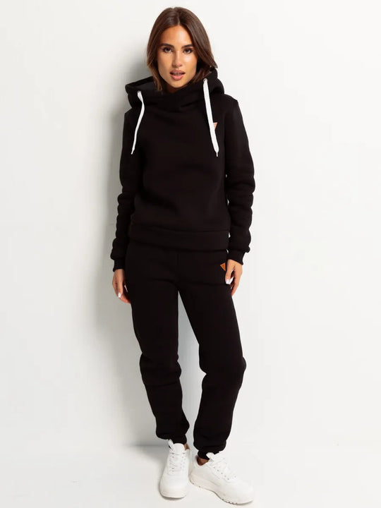Damen Sportliches Hoodie-Set mit hohem Kragen R&B